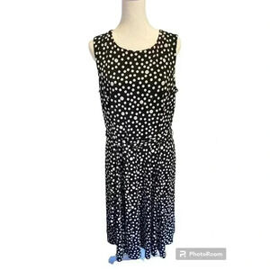 Christopher & Banks Women's Size 12 Sleeveless Dress Black with White Polka Dots